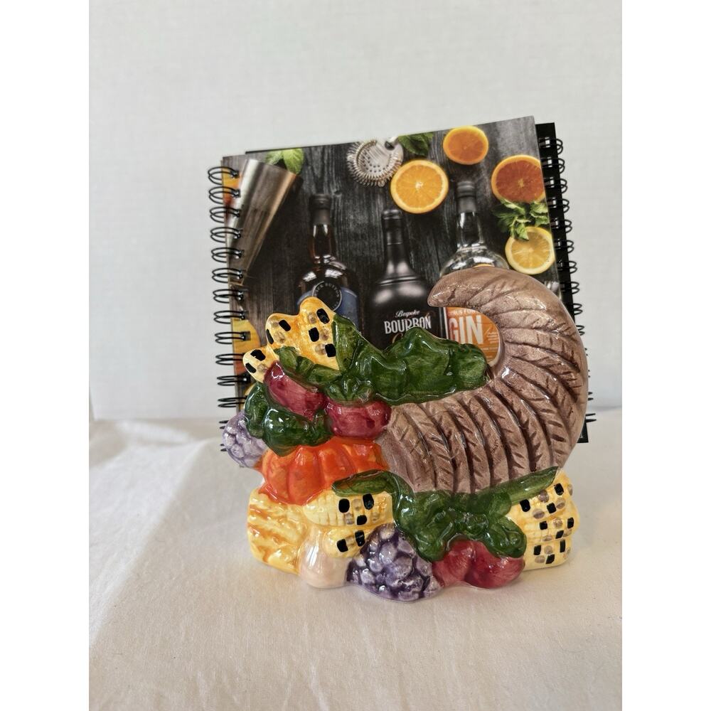 Thanksgiving Theme/ Fall Ceramic Cornucopia Napkin Holder Fruits and Vegetables - Picture 11 of 14